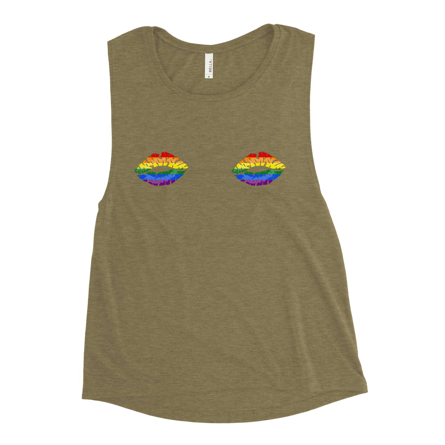 Rainbow Boob Kisses Ladies’ Muscle Tank