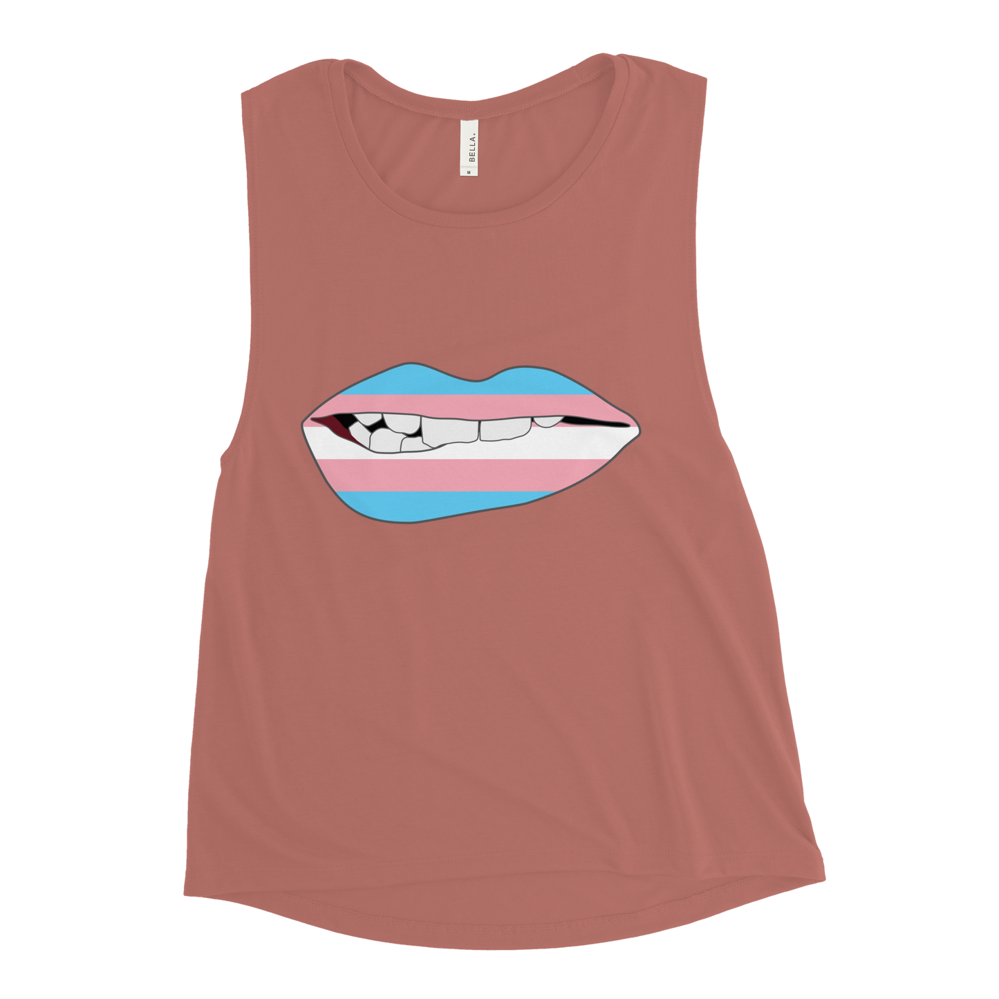 Biting Lips - Transgender Flag Ladies’ Muscle Tank