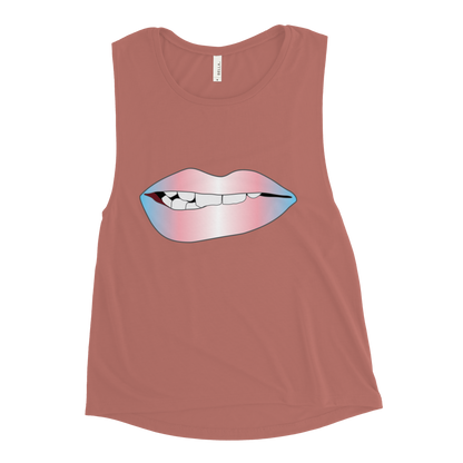 Biting Lips - Transgender Pride - Gradient Ladies’ Muscle Tank