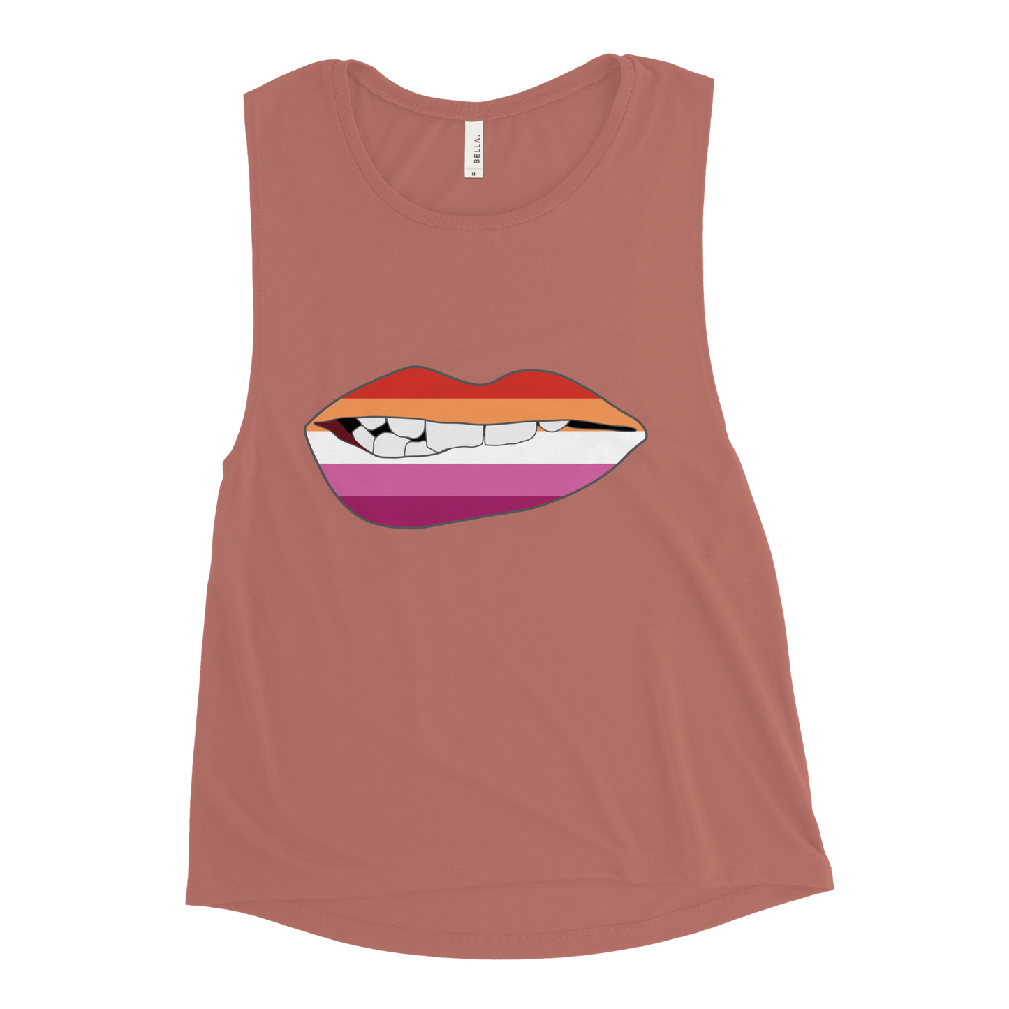 Biting Lips - Lesbian Flag Ladies’ Muscle Tank