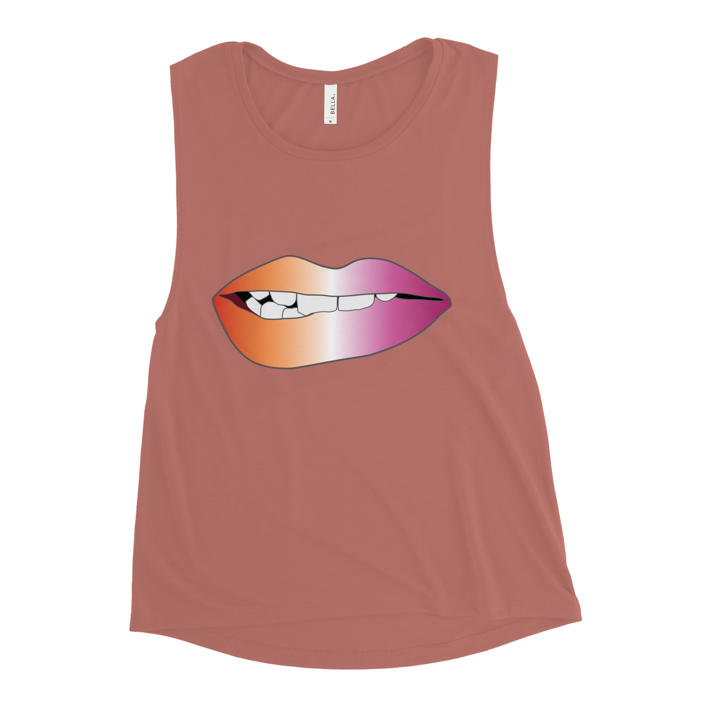 Biting Lips - Lesbian Pride - Gradient Ladies’ Muscle Tank