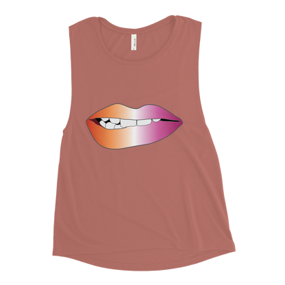 Biting Lips - Lesbian Pride - Gradient Ladies’ Muscle Tank