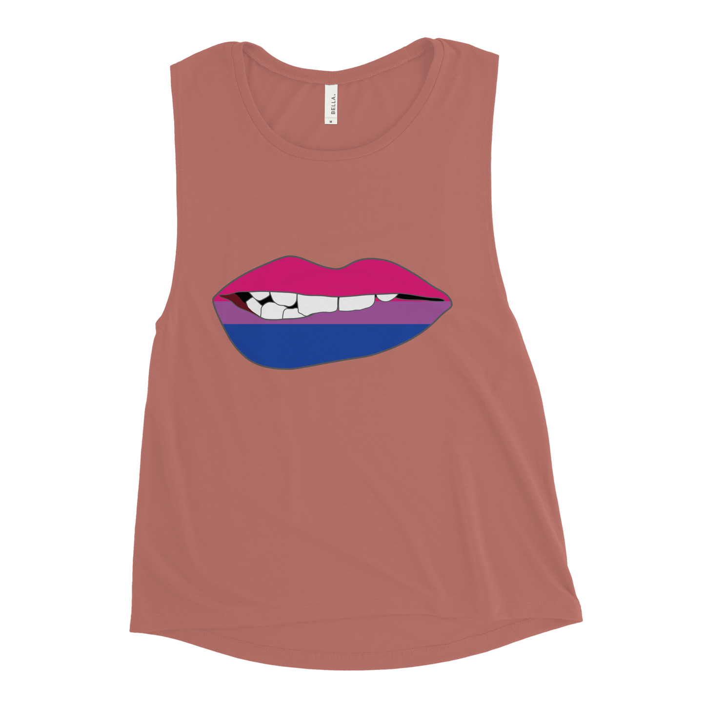 Biting Lips - Bisexual Flag Ladies’ Muscle Tank