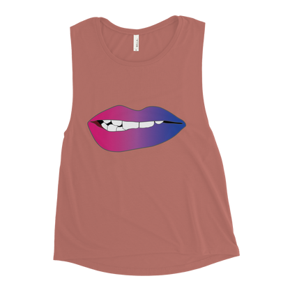 Biting Lips - Bisexual Pride - Gradient Ladies’ Muscle Tank