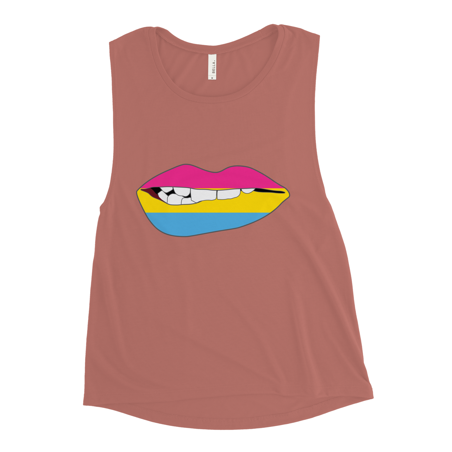 Biting Lips - Pansexual Flag Ladies’ Muscle Tank