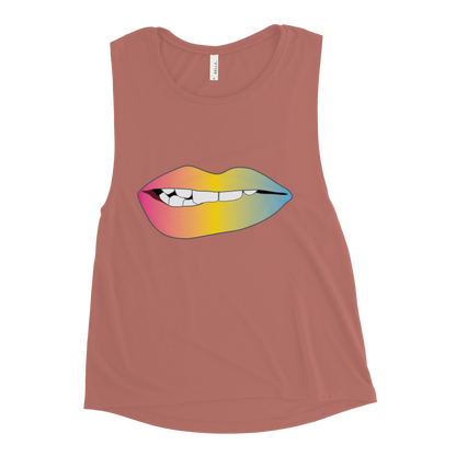 Biting Lips - Pansexual Pride - Gradient Ladies’ Muscle Tank