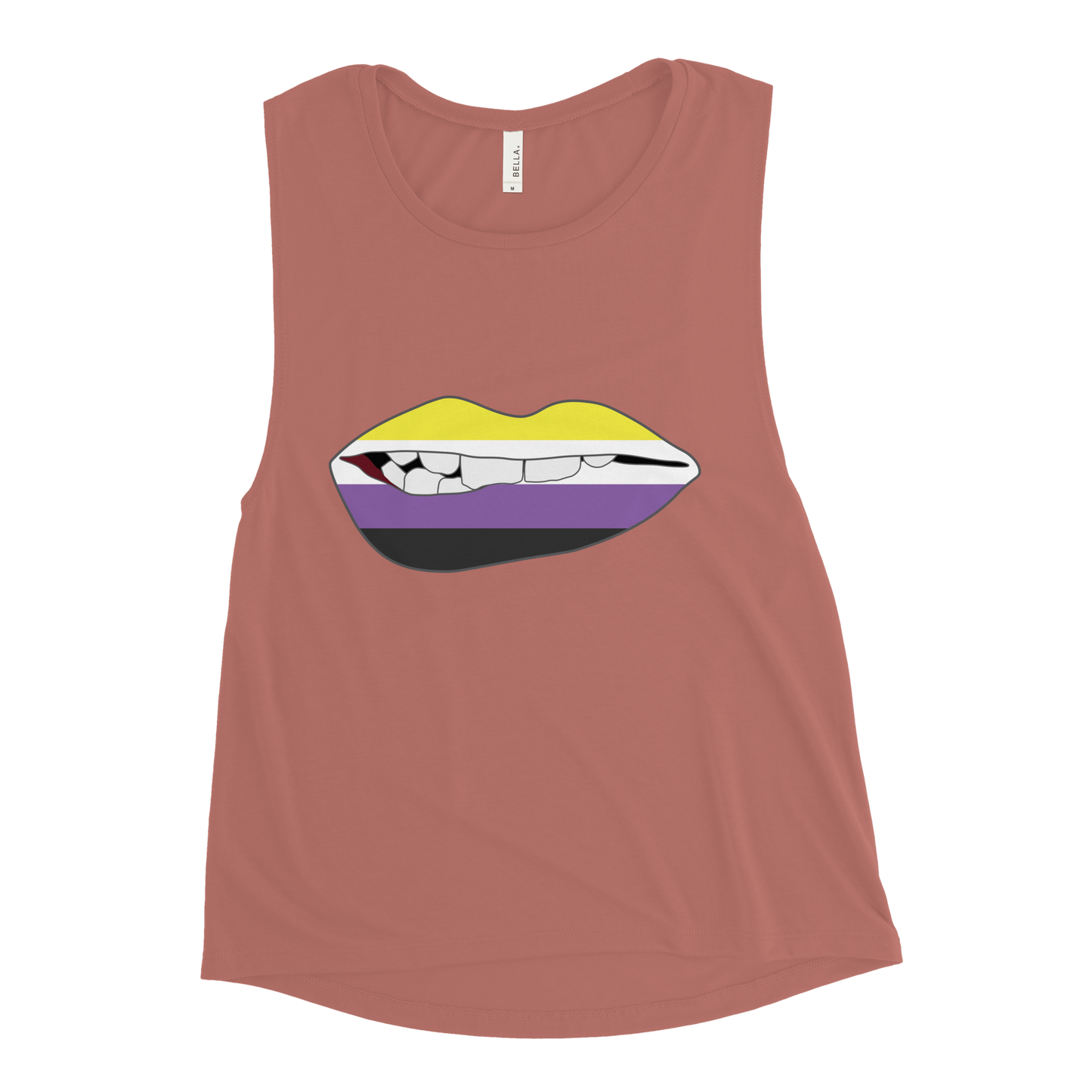 Biting Lips - Non-binary Flag Ladies’ Muscle Tank