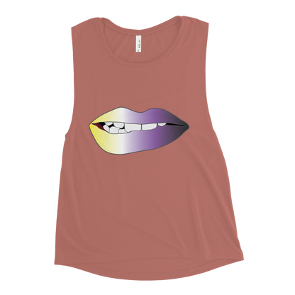 Biting Lips - Non-binary Pride - Gradient Ladies’ Muscle Tank