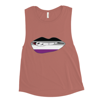 Biting Lips - Asexual Flag Ladies’ Muscle Tank