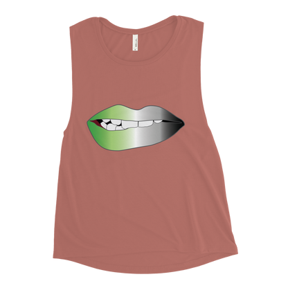 Biting Lips - Aromantic Pride - Gradient Ladies’ Muscle Tank