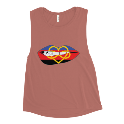 Biting Lips - Polyamory Flag Ladies’ Muscle Tank