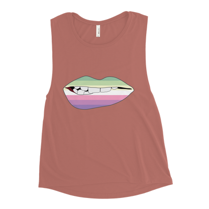 Biting Lips - Genderfae Flag Ladies’ Muscle Tank