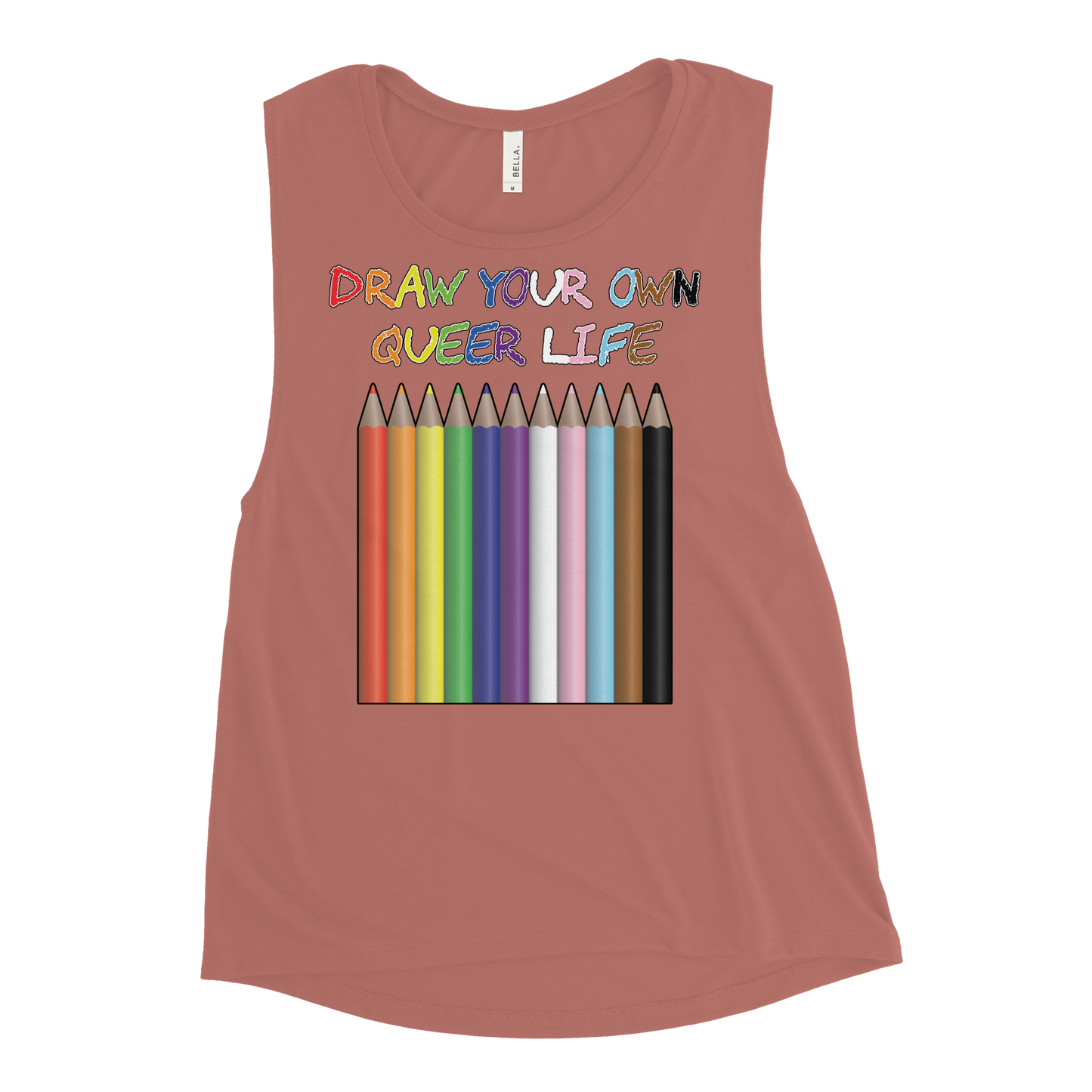 Draw Your Own Queer Life (Progress colours) Ladies’ Muscle Tank