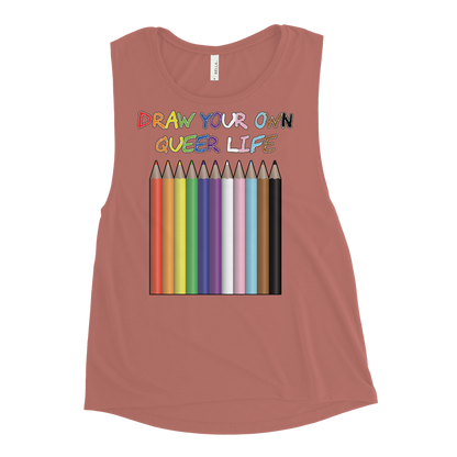 Draw Your Own Queer Life (Progress colours) Ladies’ Muscle Tank