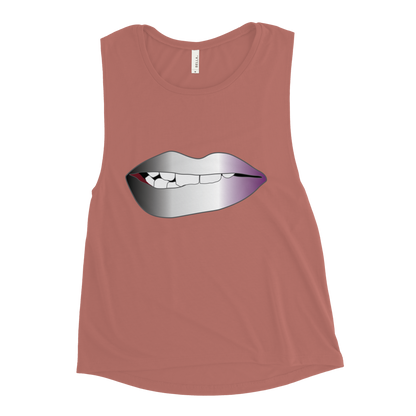 Biting Lips - Asexual/Demisexual Pride - Gradient Ladies’ Muscle Tank