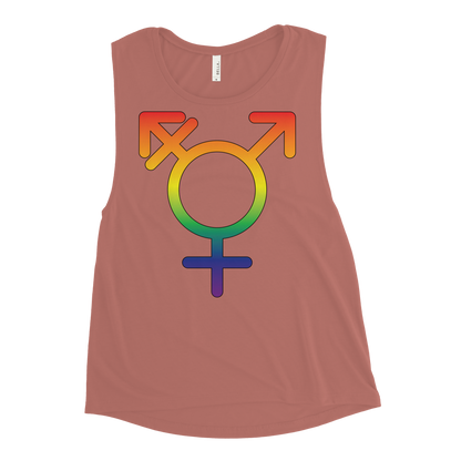 Transgender Symbol - Rainbow Pride Ladies’ Muscle Tank