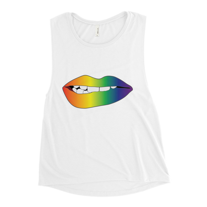 Biting Lips - Rainbow Pride - Gradient Ladies’ Muscle Tank