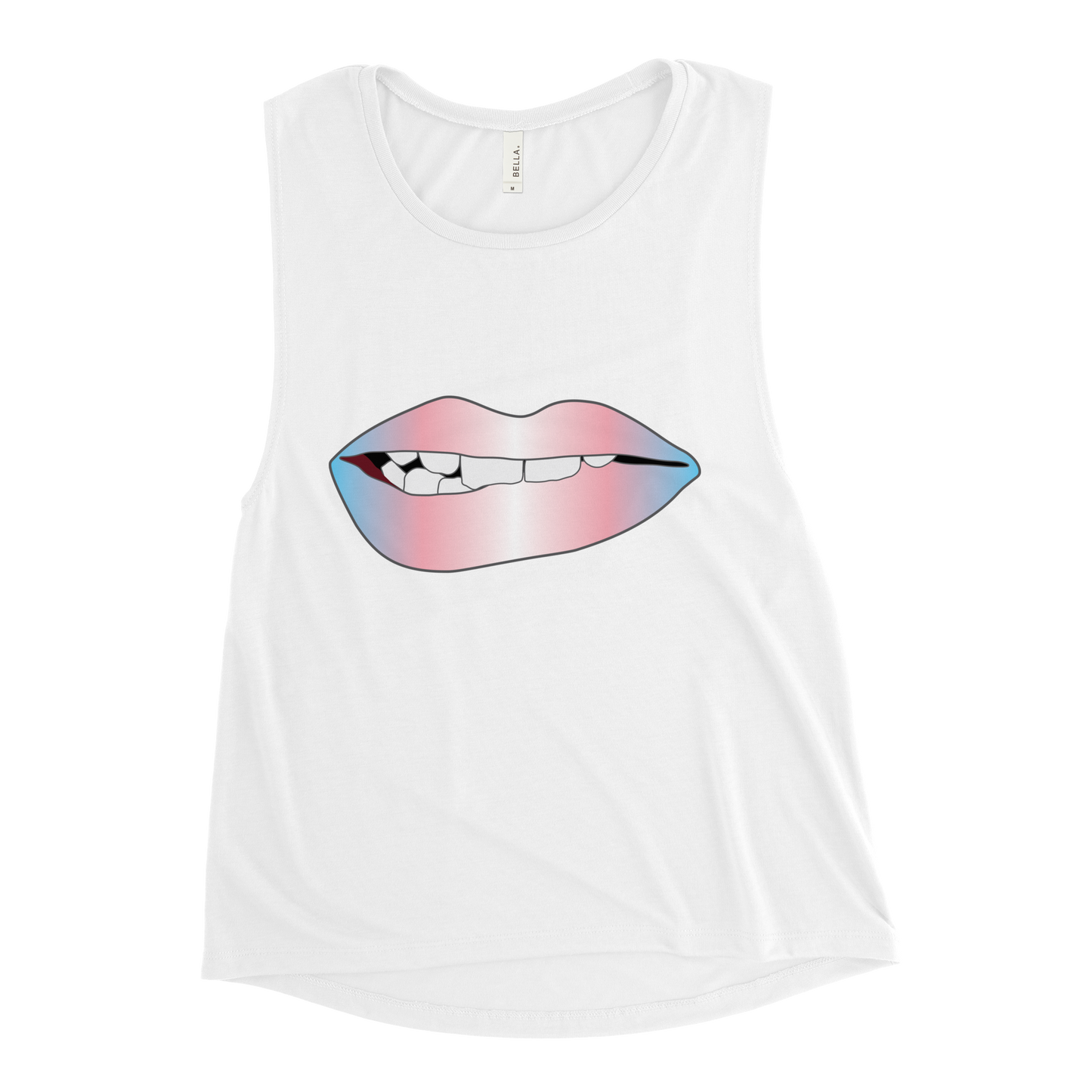 Biting Lips - Transgender Pride - Gradient Ladies’ Muscle Tank