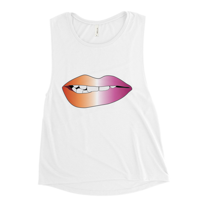 Biting Lips - Lesbian Pride - Gradient Ladies’ Muscle Tank