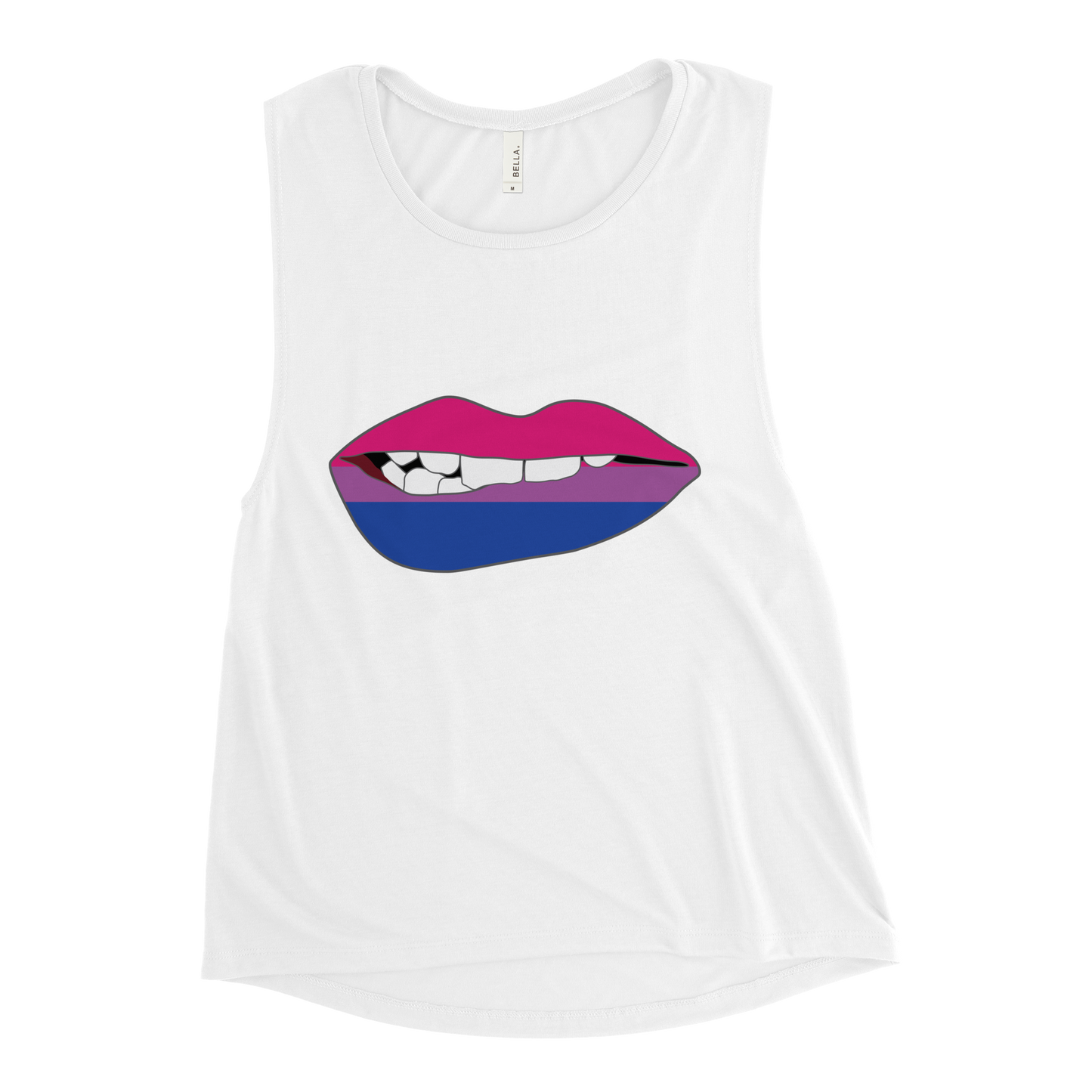 Biting Lips - Bisexual Flag Ladies’ Muscle Tank