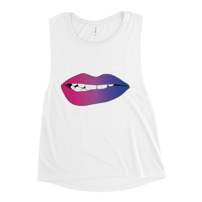 Biting Lips - Bisexual Pride - Gradient Ladies’ Muscle Tank