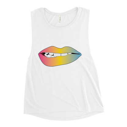 Biting Lips - Pansexual Pride - Gradient Ladies’ Muscle Tank