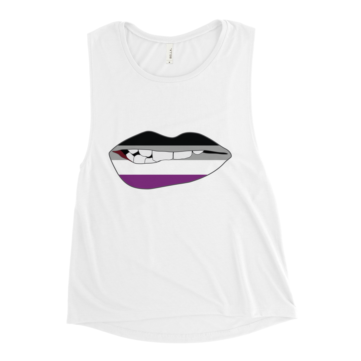 Biting Lips - Asexual Flag Ladies’ Muscle Tank