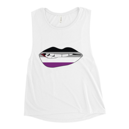 Biting Lips - Asexual Flag Ladies’ Muscle Tank