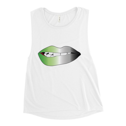 Biting Lips - Aromantic Pride - Gradient Ladies’ Muscle Tank