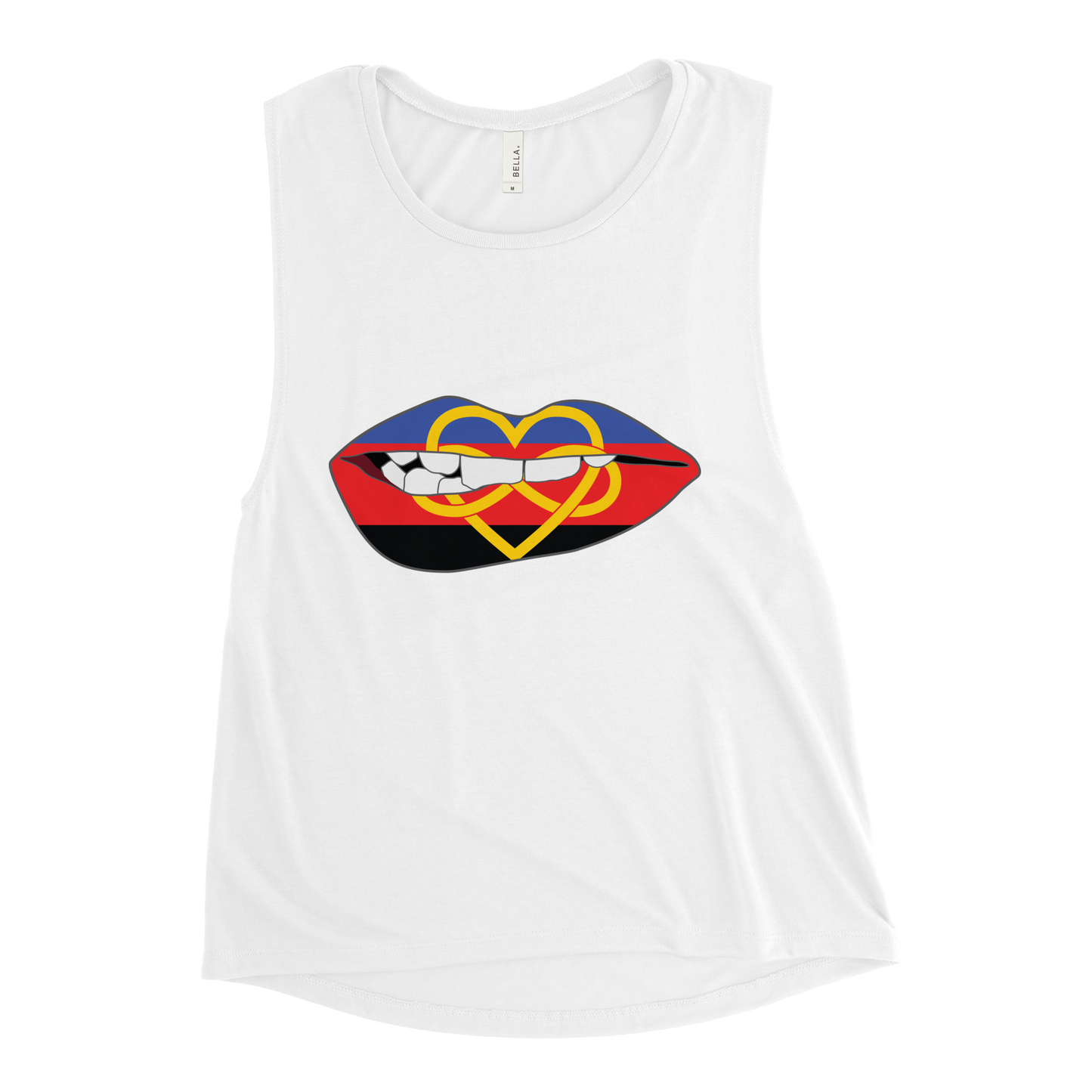 Biting Lips - Polyamory Flag Ladies’ Muscle Tank