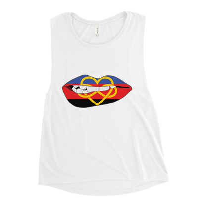 Biting Lips - Polyamory Flag Ladies’ Muscle Tank