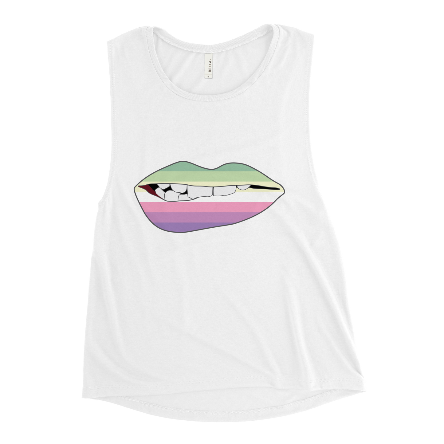 Biting Lips - Genderfae Flag Ladies’ Muscle Tank