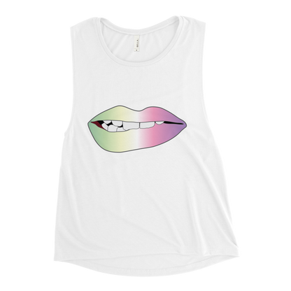 Biting Lips - Genderfae Pride - Gradient Ladies’ Muscle Tank