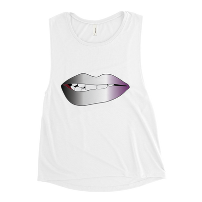 Biting Lips - Asexual/Demisexual Pride - Gradient Ladies’ Muscle Tank