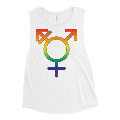 Transgender Symbol - Rainbow Pride Ladies’ Muscle Tank