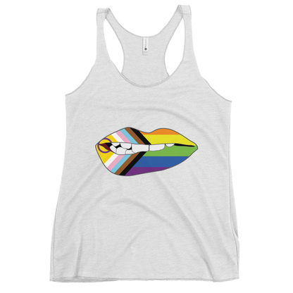 Biting Lips - Progress Pride Flag Women's Racerback Tank