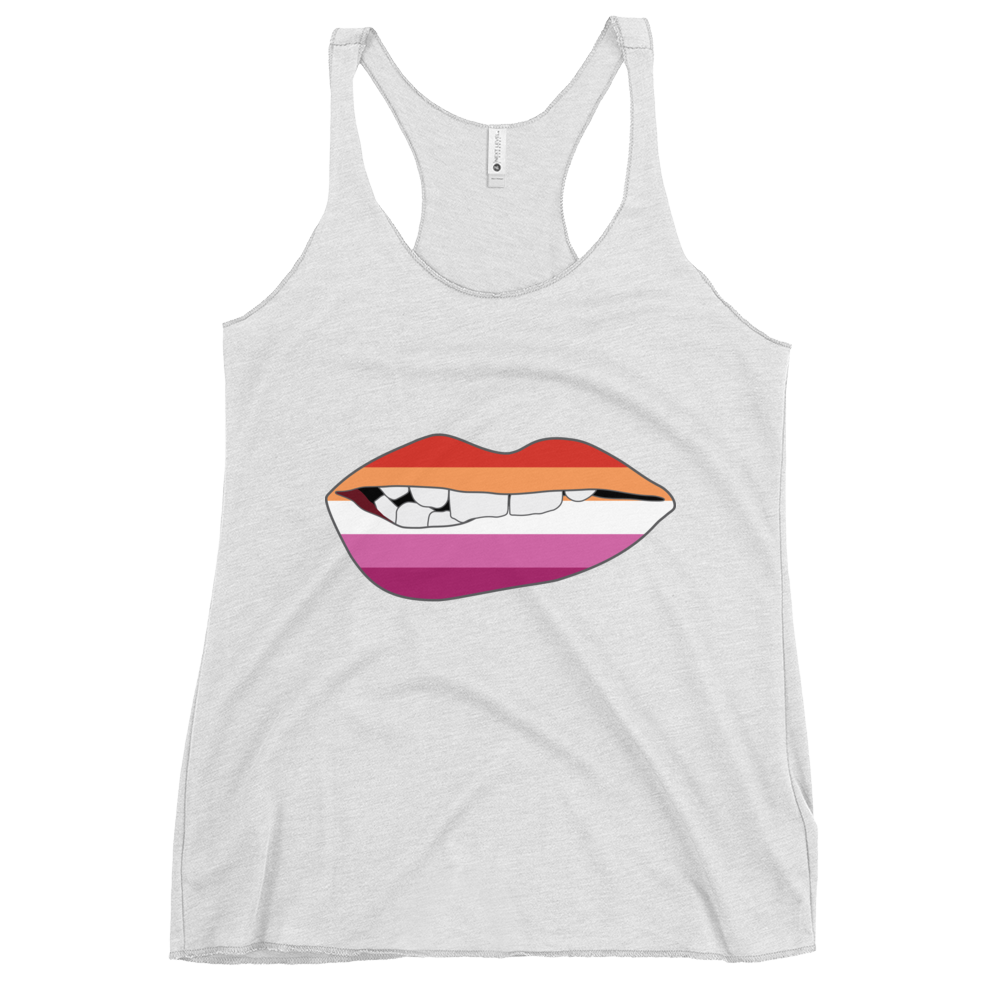 Biting Lips - Lesbian Flag Women's Racerback Tank