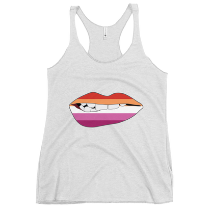 Biting Lips - Lesbian Flag Women's Racerback Tank