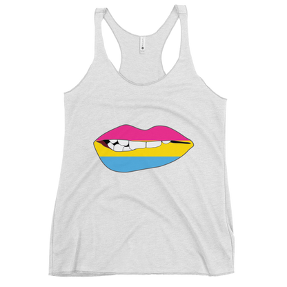 Biting Lips - Pansexual Flag Women's Racerback Tank