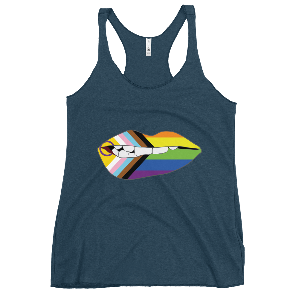 Biting Lips - Progress Pride Flag Women's Racerback Tank