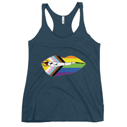 Biting Lips - Progress Pride Flag Women's Racerback Tank