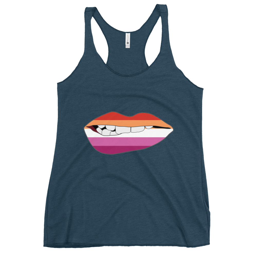 Biting Lips - Lesbian Flag Women's Racerback Tank