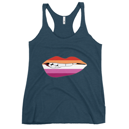 Biting Lips - Lesbian Flag Women's Racerback Tank