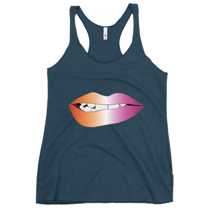 Biting Lips - Lesbian Pride - Gradient Women's Racerback Tank