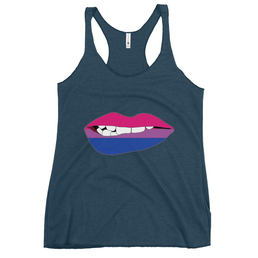 Biting Lips - Bisexual Flag Women's Racerback Tank