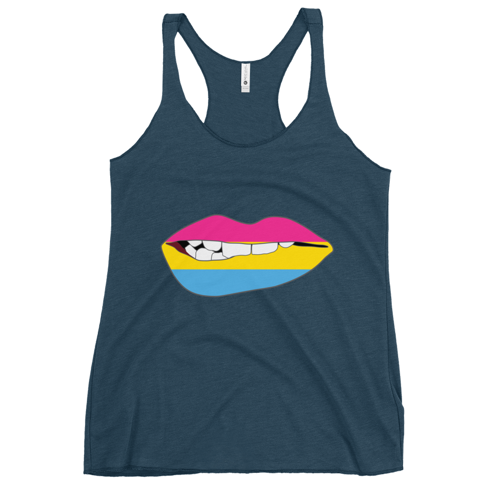 Biting Lips - Pansexual Flag Women's Racerback Tank