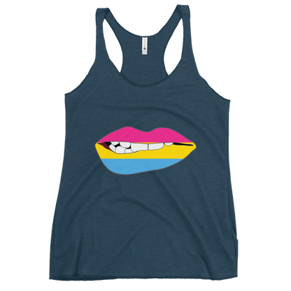 Biting Lips - Pansexual Flag Women's Racerback Tank