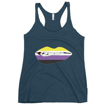 Biting Lips - Non-binary Flag Women's Racerback Tank