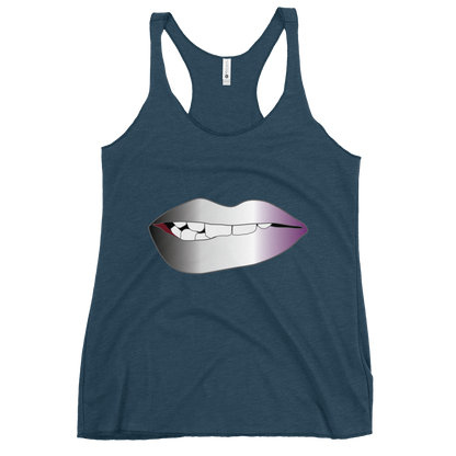 Biting Lips - Asexual/Demisexual Pride - Gradient Women's Racerback Tank