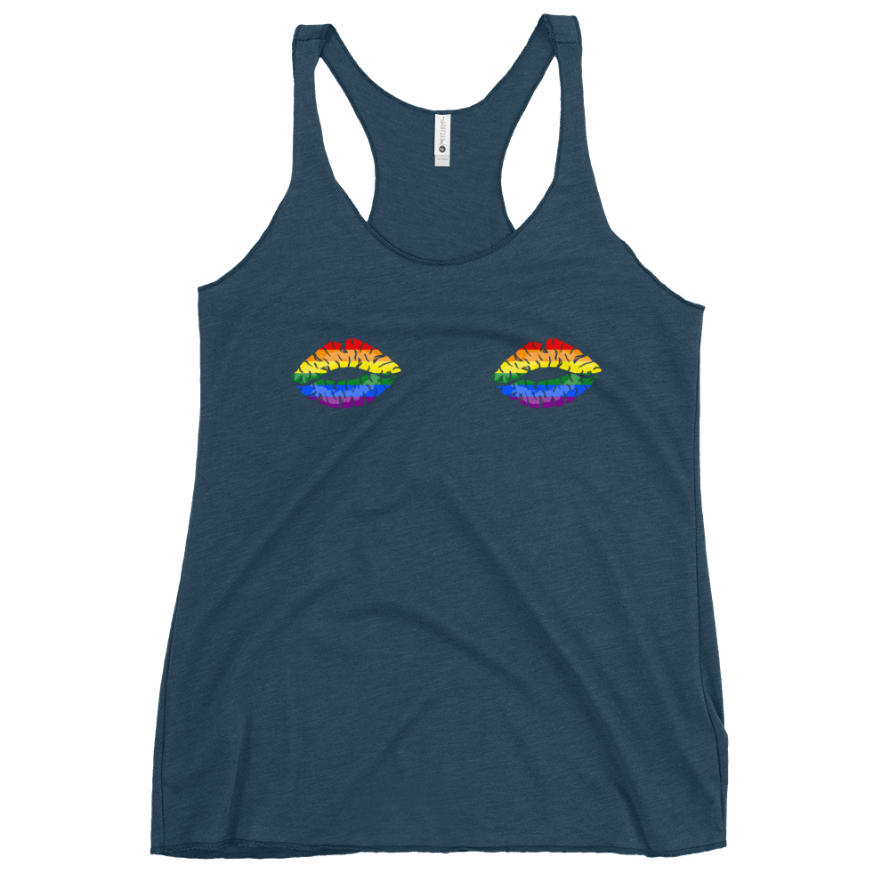 Rainbow Boob Kisses Women's Racerback Tank